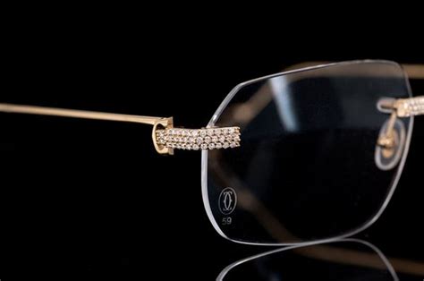 Icebox - Cartier Glasses Iced Out Diamond Rimless - 1.15ctw - Yellow Gold