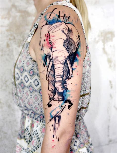 Elephant abstract tattoo | Elephant tattoos, Elephant tattoo small, Arm ...