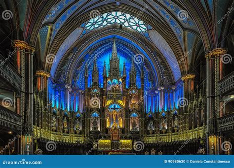 Stunning Interior of Notre-Dame Basilica in Montreal, Canada. Editorial ...