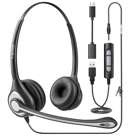 Wantek USB Computer Headset with Microphone for Laptop PC,3.5mm Wired ...