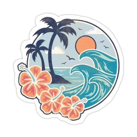 palm tree wave ocean Sticker by ashlynnlemos | Themed stickers, Cool stickers, Aesthetic stickers