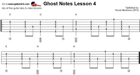 Ghost Notes guitar lesson 4: GuitarNick.com