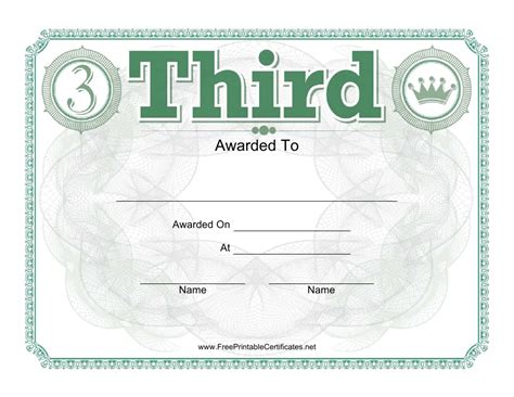 Third Place Certificate Template - Green Download Printable PDF ...