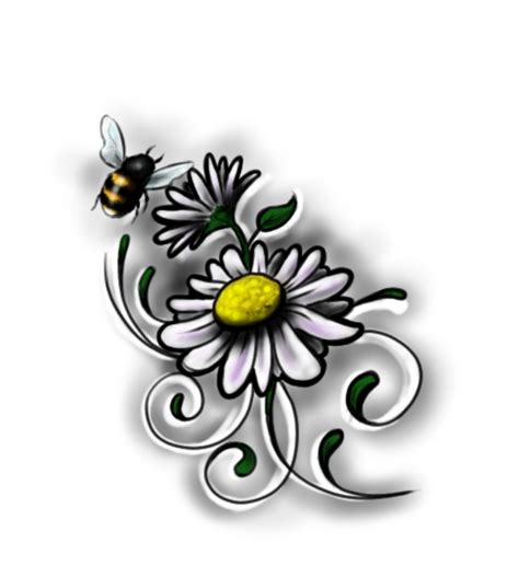 Flower Tattoos: bee daisy 2 | Flower Tattoo