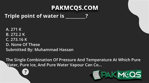 Triple point of water is _________? - PakMcqs