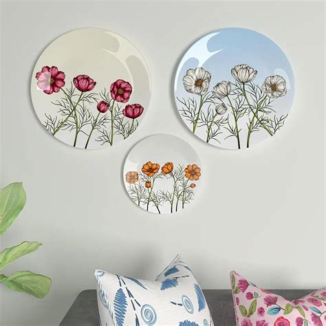 Ceramic Wall Plates with Beautiful Flowers Wall Hanging Plate - WallMantra