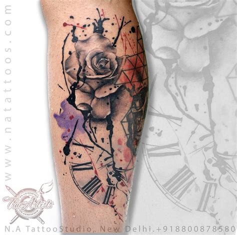 Abstract Tattoo by Abhishek Ahuja. Added Abstract Clock and Rose. For ...