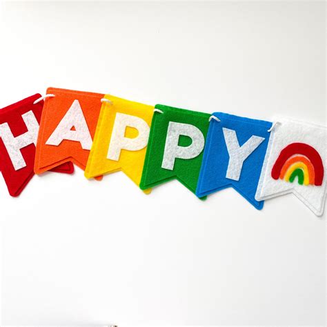 Happy Birthday Rainbow Banner Rainbow Birthday Felt Banner - Etsy