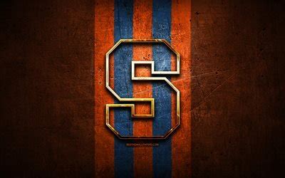 Download wallpapers Syracuse Orange, golden logo, NCAA, orange metal ...