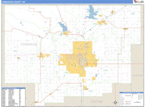 Comanche County, Oklahoma Zip Code Wall Map | Maps.com.com