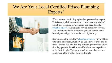 PPT - We Are Your Local Certified Frisco Plumbing Experts! PowerPoint Presentation - ID:10680479