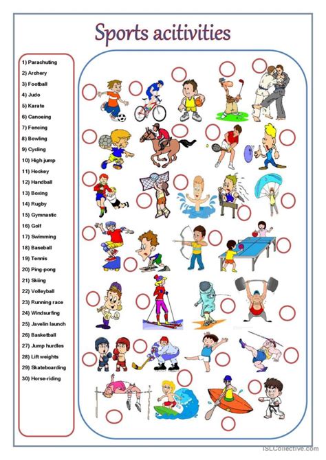 sport activities: English ESL worksheets pdf & doc