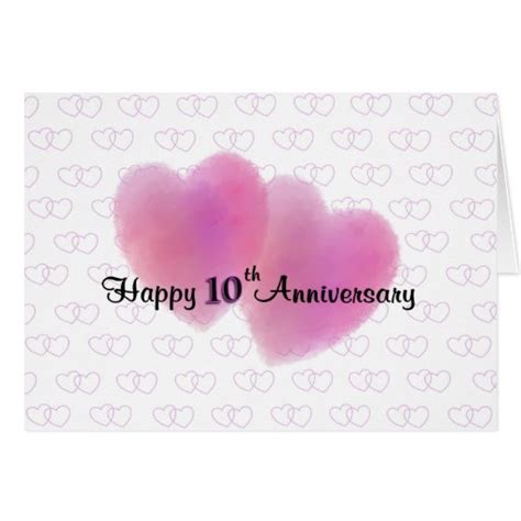 2 Hearts Happy 10th Anniversary Greeting Card | Zazzle