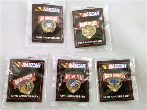 Set of 5 1998 NASCAR 50th Anniversary Lapel Tack Pin Fans Legends ...