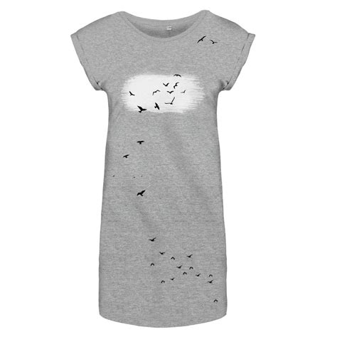 Birds flowy t-shirt dress, grey – ARTsy clothing