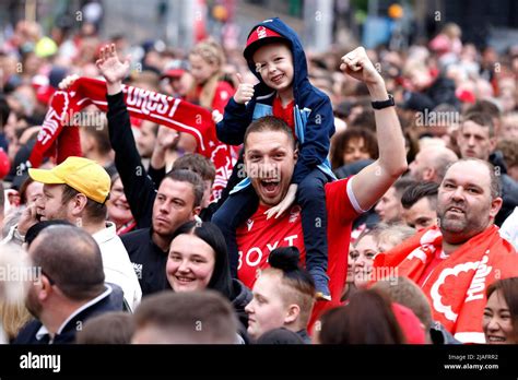 Nottingham Forest fans during the celebrations in Old Market Square ...