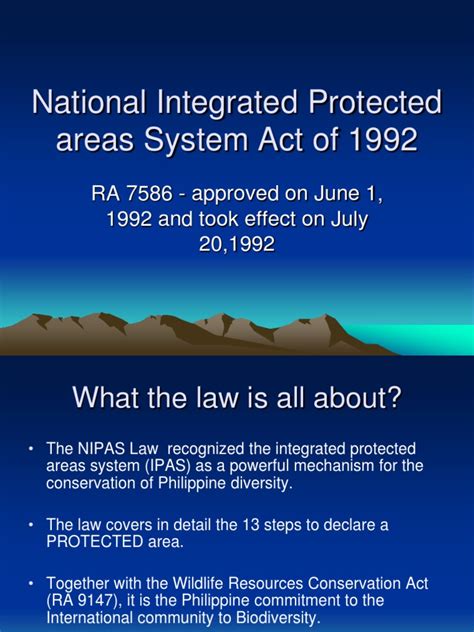 National Integrated Protected Areas System Act of 1992 | PDF | Protected Area | Biodiversity