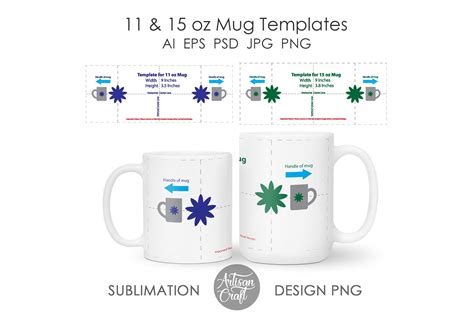 11 oz mug template 15 oz mug template sublimation image | Etsy