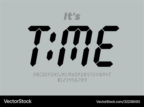 Digital clock style font Royalty Free Vector Image