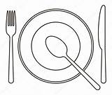 Plate Fork And Spoon Coloring Page Sketch sketch template