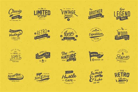 20 Grunge Logos by vuuuds on Creative Market Ink Logo, Retro Cafe, Logo Bundle, Vintage Grunge ...