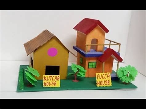 Kutcha House And Pucca House Drawing For Kids | Gallery Demaxde