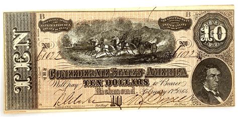 Lot - 1864 $10 Confederate States America Currency Note