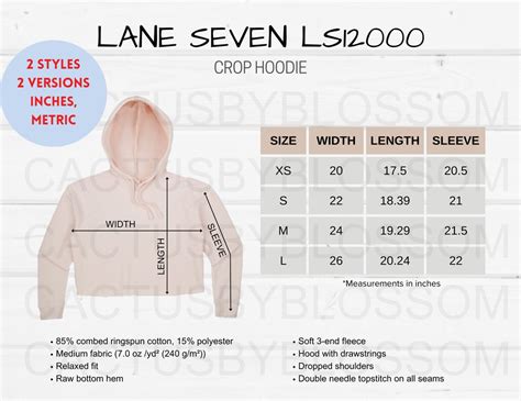 4 Size Chart Lane Seven LS12000 Mockup Chart Crop Hoodie Size Chart ...