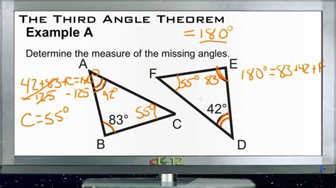 The Third Angle Theorem: Examples (Basic Geometry Concepts) - YouTube