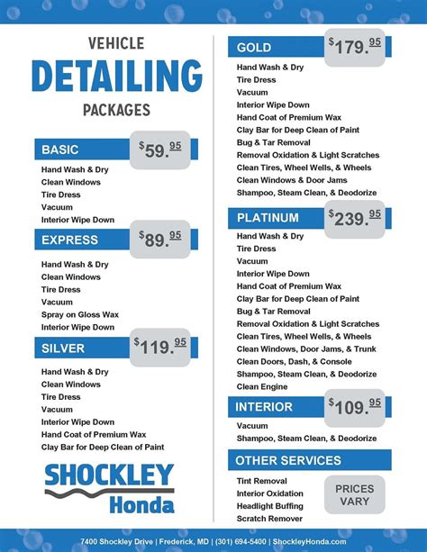 Mobile Detailing Price List Template