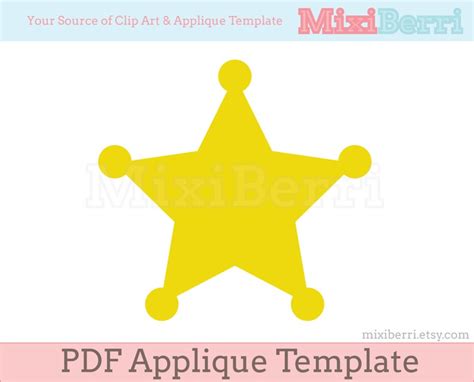 Sheriff Star Badge Applique Template PDF Instant Download - Etsy