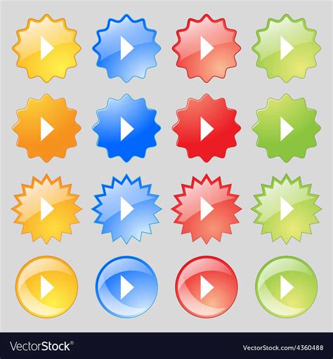 Play button icon sign big set of 16 colorful Vector Image