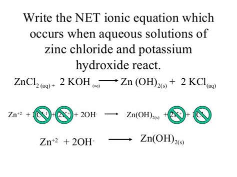 Double replacement reactions with net ionic and spectators