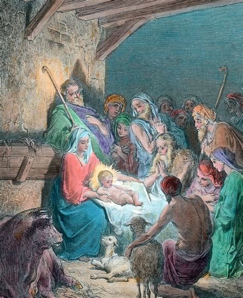 Nativity Scene Drawing by Gustave Dore