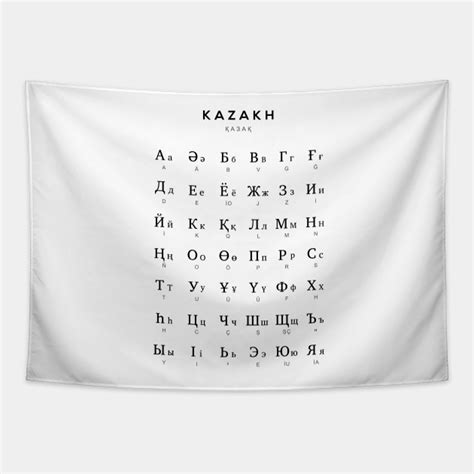 Kazakh Alphabet Chart, Kazakh Language Chart, White - Kazakh - Tapestry ...