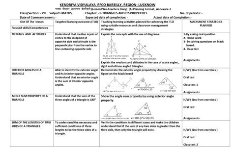 Mathematics Lesson Plan for Class 7 Chapter Wise - CBSE CONTENT