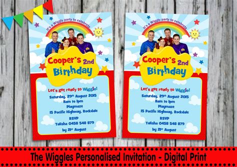 The WIGGLES INVITATION - Personalised - Printable - Invites - Digital Print - DIY - Birthday ...