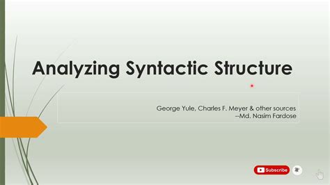 Analyzing Syntactic Structure: Linguistic Perspective - YouTube