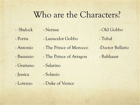 PPT - The Merchant of Venice - Characters PowerPoint Presentation, free ...