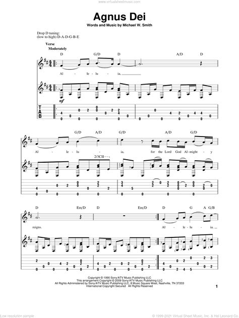 Smith - Agnus Dei sheet music (intermediate) for guitar solo