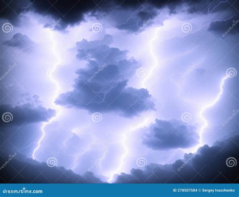 Lightning in the clouds. stock illustration. Illustration of cumulus ...