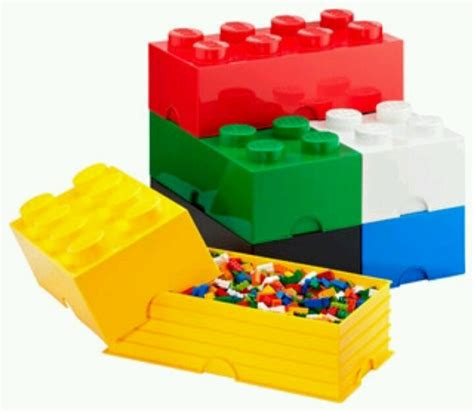 Lego storage boxes that are actual jumbo Legos. How cool is that! From the container store ...