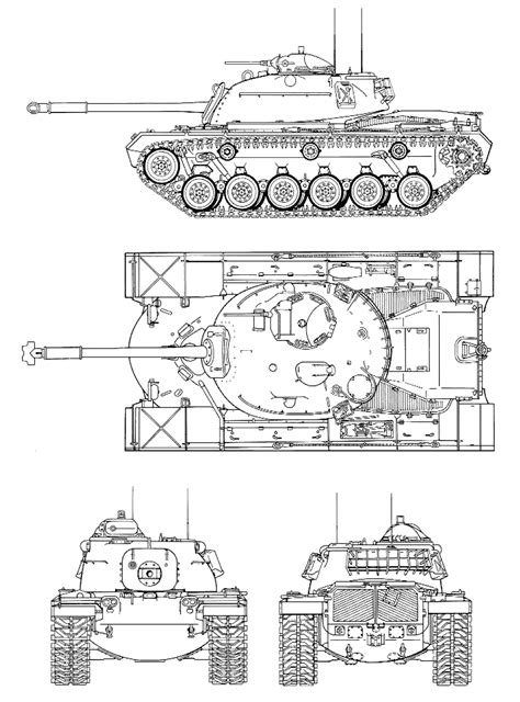 M48 Patton Blueprint - Download free blueprint for 3D modeling | Patton ...