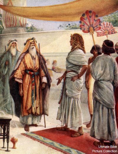 Exodus 5 Bible Pictures: Moses and Aaron appear before Pharoah