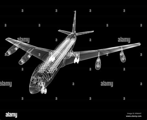 Aircraft on runway. Airplane landing, isolated on black. 3d illustration Stock Photo - Alamy