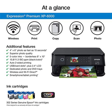 Epson Expression Premium XP-6000 Wireless USB Color Photo Printer with ...