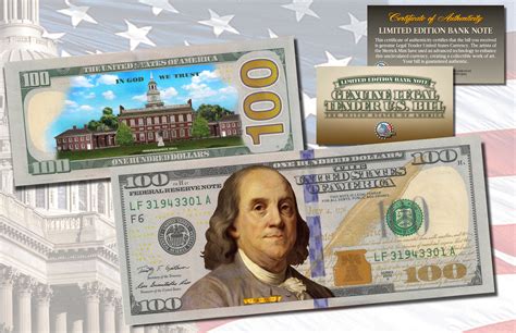 ONE HUNDRED DOLLAR $100 US Bill Genuine Legal Tender Currency COLORIZED ...