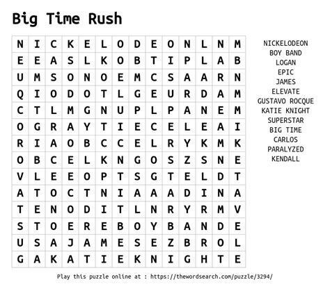 Download Word Search on Big Time Rush