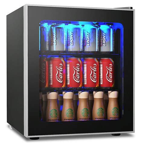 Gymax Compact 60 Can Beverage Refrigerator - Small Temp Mini Fridge, Beer Wine Soda Drink Cooler ...