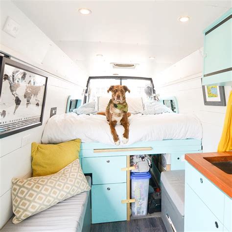 This diy mercedes sprinter van conversion has the coolest design! I love the colors and it has a ...